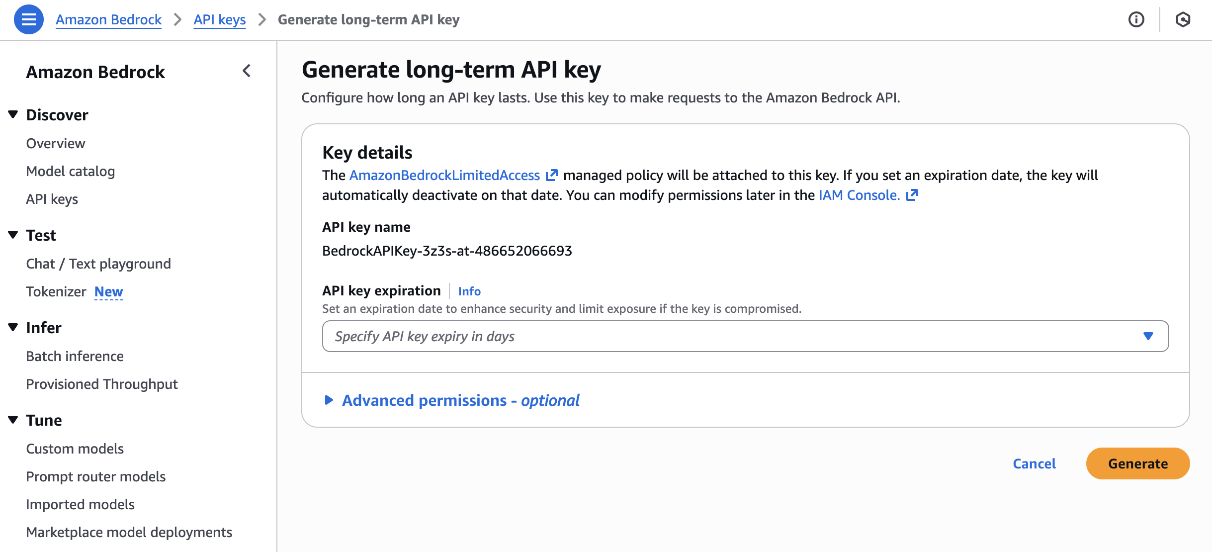 Create API Keys on Amazon Bedrock
