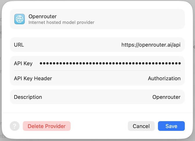 Configure Xcode to use for OpenRouter