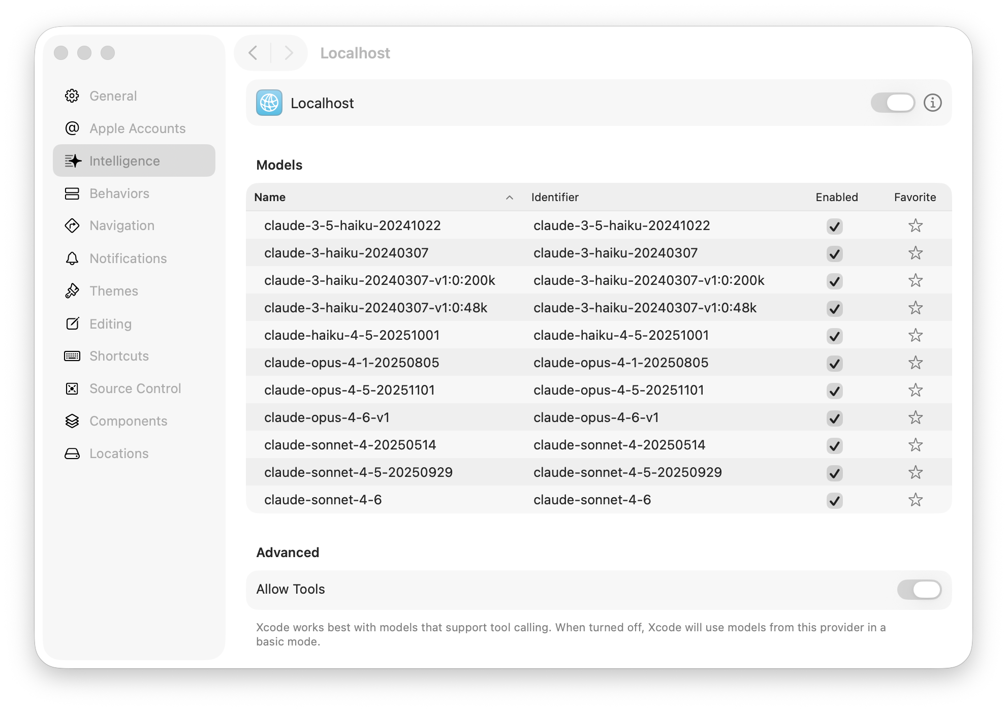 Model picker showing Claude models from Bedrock